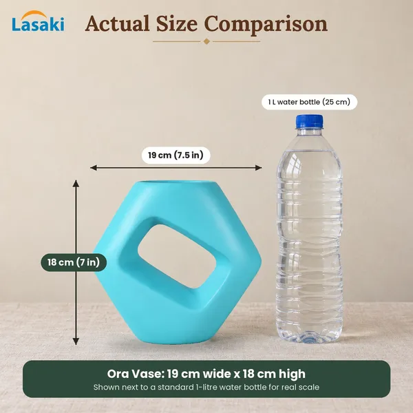 Lasaki_Ora_Ceramic_Donut_Flower_Vase,_Hand_Painted_Matte,_7_Inch_(Aqua_Blue)
