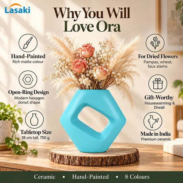 Lasaki_Ora_Ceramic_Donut_Flower_Vase,_Hand_Painted_Matte,_7_Inch_(Aqua_Blue)
