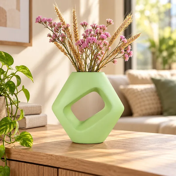 Lasaki_Ora_Ceramic_Donut_Flower_Vase,_Hand_Painted_Matte,_7_Inch_(Mint_Green)