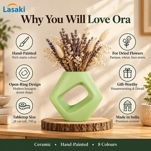 Lasaki_Ora_Ceramic_Donut_Flower_Vase,_Hand_Painted_Matte,_7_Inch_(Mint_Green)