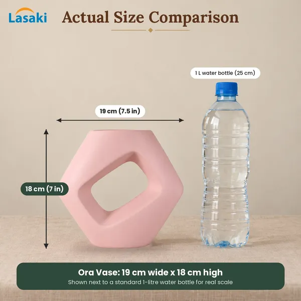 Lasaki_Ora_Ceramic_Donut_Flower_Vase,_Hand_Painted_Matte,_7_Inch,_Pink