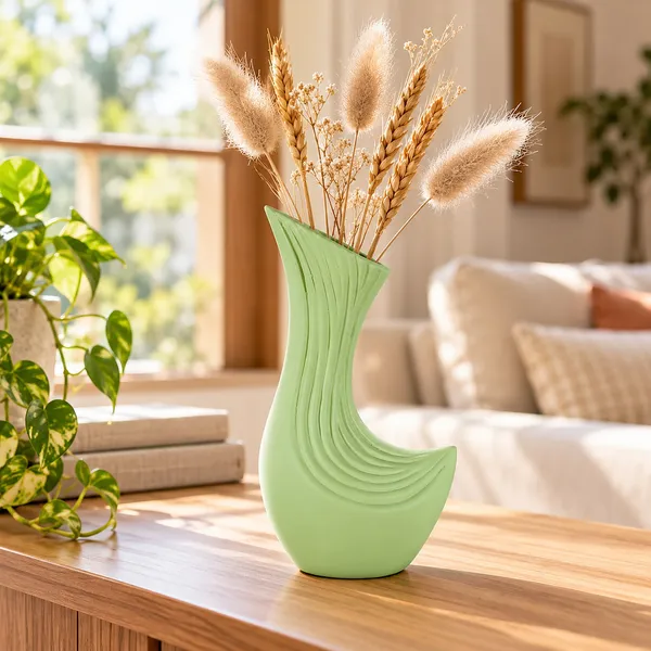 Lasaki_Bela_Ceramic_Flower_Vase,_Hand_Painted_Matte,_8.5_Inch,_Mint_Green