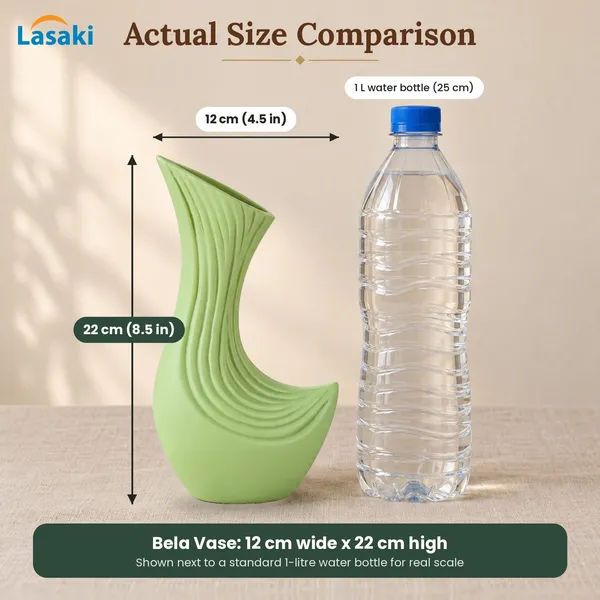 Lasaki_Bela_Ceramic_Flower_Vase,_Hand_Painted_Matte,_8.5_Inch,_Mint_Green