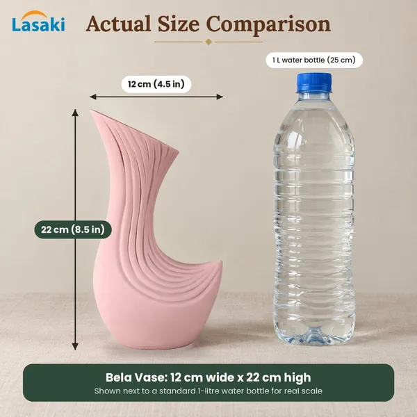 Lasaki_Bela_Ceramic_Flower_Vase,_Hand_Painted_Matte,_8.5_Inch,_Pink