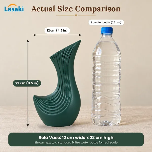 Lasaki_Bela_Ceramic_Vase,_Hand_Painted_Matte,_8.5_Inch,_Deep_Jungle_Green