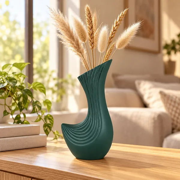 Lasaki_Bela_Ceramic_Vase,_Hand_Painted_Matte,_8.5_Inch,_Deep_Jungle_Green