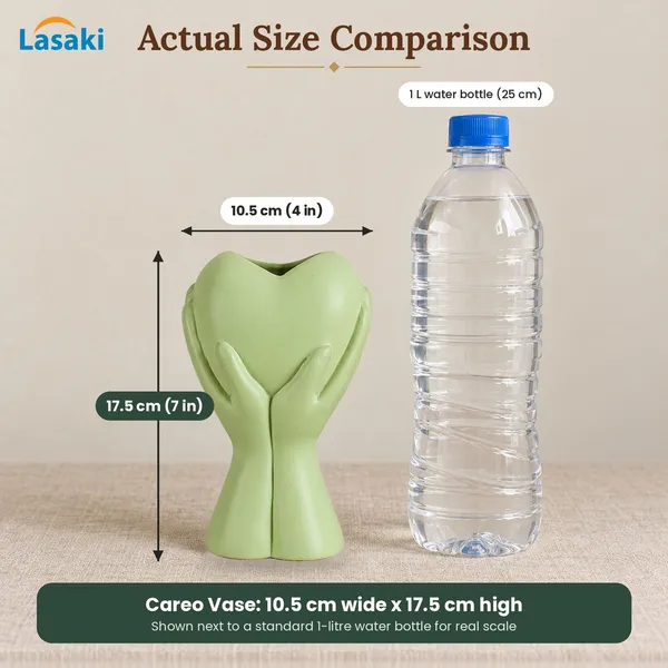 Lasaki_Careo_Ceramic_Flower_Vase,_Hand_Painted_Matte,_7_Inch,_Mint_Green