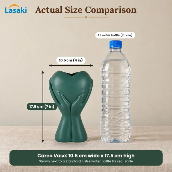 Lasaki_Careo_Ceramic_Vase,_Hand_Painted_Matte,_7_Inch,_Deep_Jungle_Green