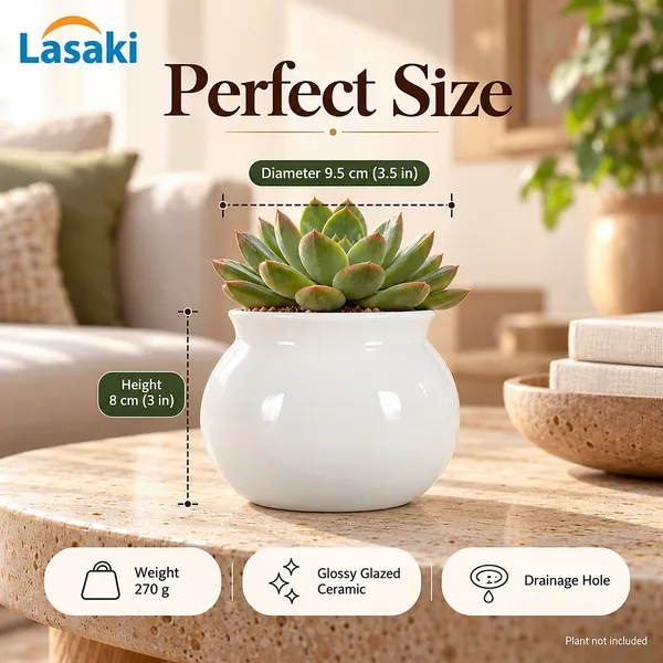 Lasaki_Lutiya_Ceramic_Pot_for_Indoor_Plants,_White_Lota_Shape,_3.5_Inch