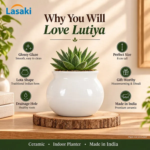 Lasaki_Lutiya_Ceramic_Pot_for_Indoor_Plants,_White_Lota_Shape,_3.5_Inch