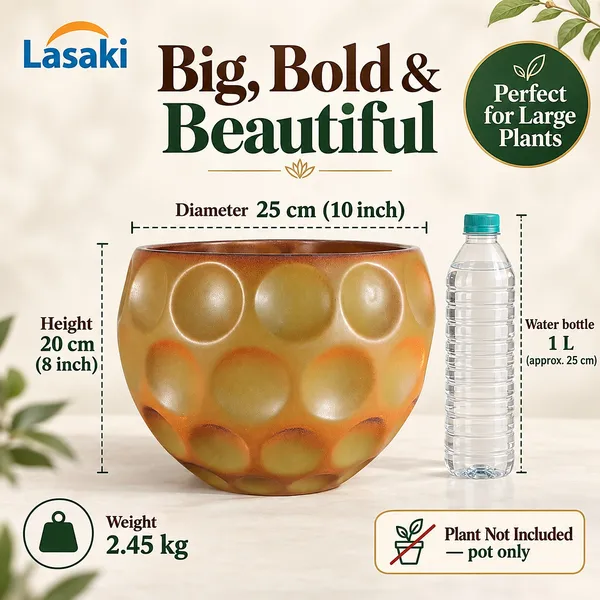 Lasaki_Orb_Rustic_Large_Ceramic_Pot_for_Indoor_Plants,_10_Inch,_Mustard