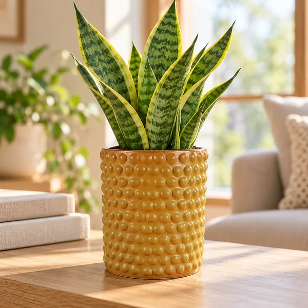 Lasaki_Bubble_Ceramic_Pot_for_Indoor_Plants,_Rustic_Ochre_Textured,_5_Inch
