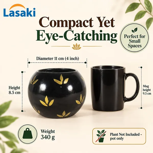 Lasaki_Peblo_Ceramic_Pot_for_Indoor_Plants,_Hand_Painted_Gold_Leaf,_4_Inch