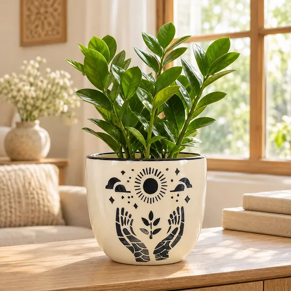Lasaki_Avani_Ceramic_Pot_for_Indoor_Plants,_Boho_Sun_Print,_6_Inch