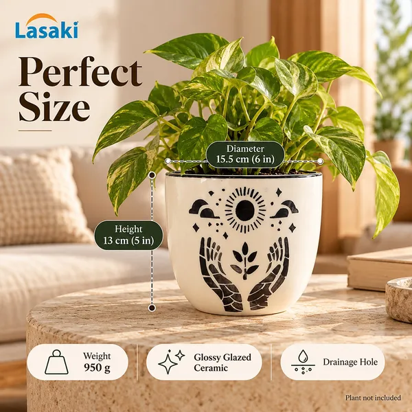 Lasaki_Avani_Ceramic_Pot_for_Indoor_Plants,_Boho_Sun_Print,_6_Inch