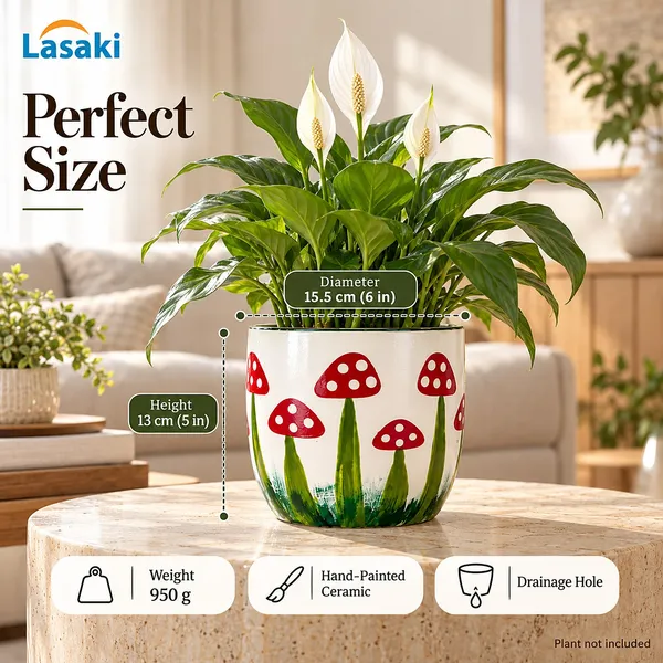 Lasaki_Avani_Ceramic_Pot_for_Indoor_Plants,_Hand_Painted_Mushroom,_6_Inch
