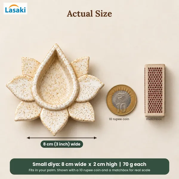 Lasaki_3D_Lotus_Ceramic_Diya_Set_of_4,_Reactive_Glaze,_Multicolour,_3_Inch
