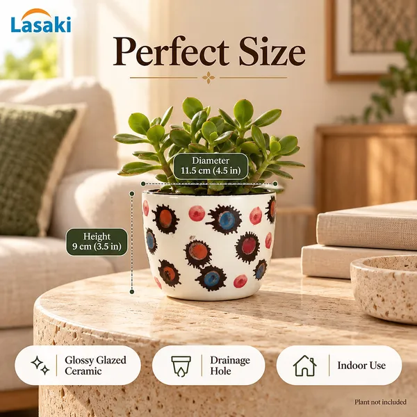 Lasaki_Avani_Ceramic_Pot_for_Indoor_Plants,_Colourful_Dots,_4.5_Inch