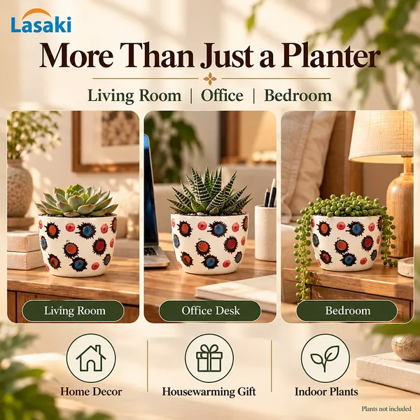 Lasaki_Avani_Ceramic_Pot_for_Indoor_Plants,_Colourful_Dots,_4.5_Inch
