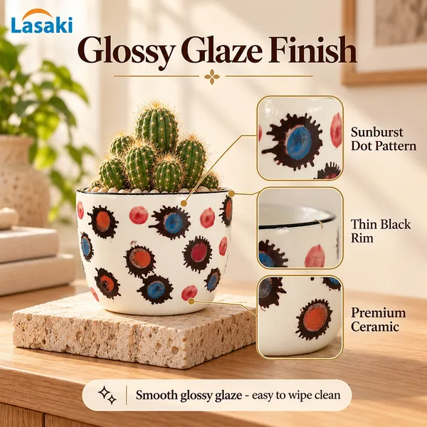 Lasaki_Avani_Ceramic_Pot_for_Indoor_Plants,_Colourful_Dots,_4.5_Inch