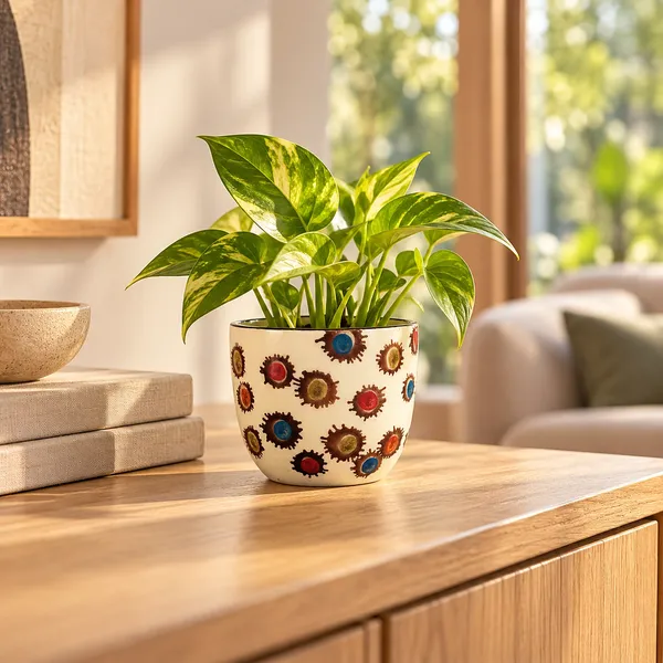 Lasaki_Avani_Ceramic_Pot_for_Indoor_Plants,_Colourful_Dots,_5_Inch