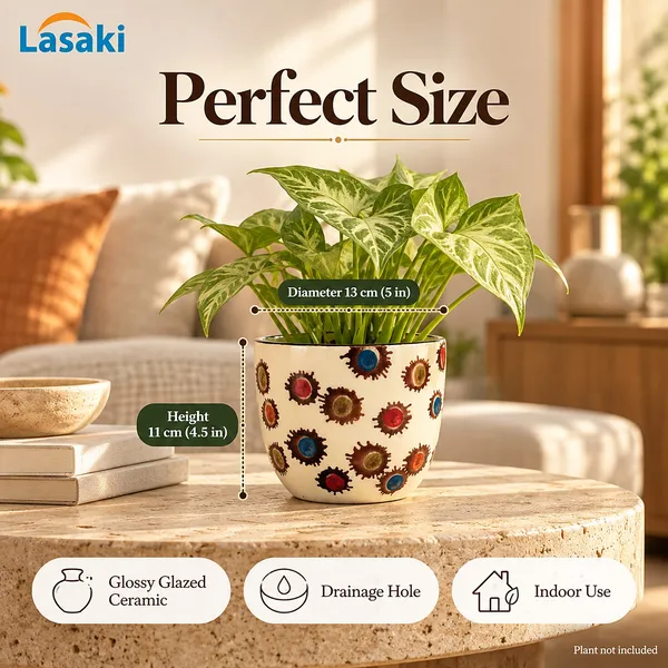 Lasaki_Avani_Ceramic_Pot_for_Indoor_Plants,_Colourful_Dots,_5_Inch