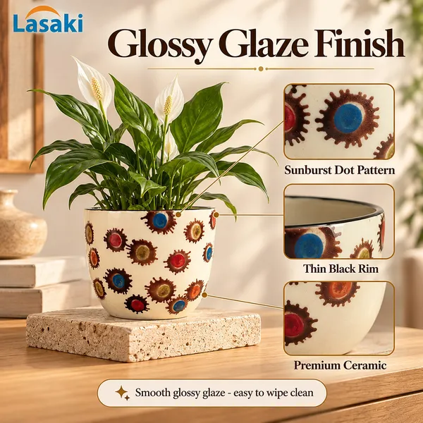 Lasaki_Avani_Ceramic_Pot_for_Indoor_Plants,_Colourful_Dots,_5_Inch