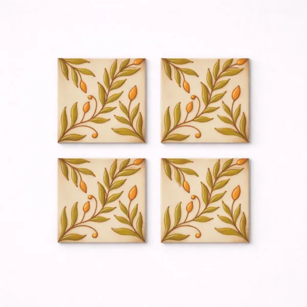 Lasaki_Petalix_4x4_inch_(set_of_4)_Handmade_Ceramic_tiles_for_Kitchen,_Bathroom_&_Wall_D�cor