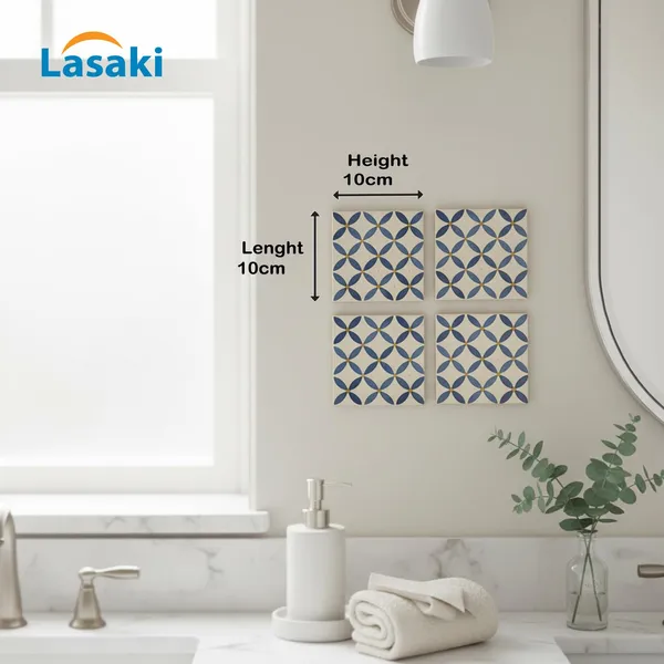 Lasaki_Leafloop_blue_4x4_inch_(set_of_4)_Handmade_Ceramic_tiles_wall_D�cor_for_Kitchen,_Bathroom_&_Living_Room