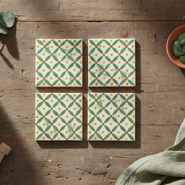 Lasaki_Leafloop_green_4x4_inch_(set_of_4)_Handmade_Ceramic_tiles_for_Kitchen,_Bathroom_&_Wall_D�cor