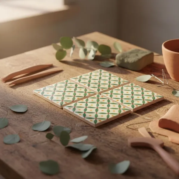 Lasaki_Leafloop_green_4x4_inch_(set_of_4)_Handmade_Ceramic_tiles_for_Kitchen,_Bathroom_&_Wall_D�cor