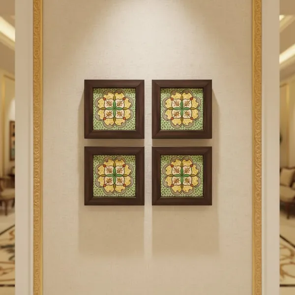 Lasaki_Moroccan_5.5x5.5_inch_(set_of_4)_with_wooden_frame_Handmade_Ceramic_tiles_for_Kitchen,_Bathroom_&_Wall_D�cor