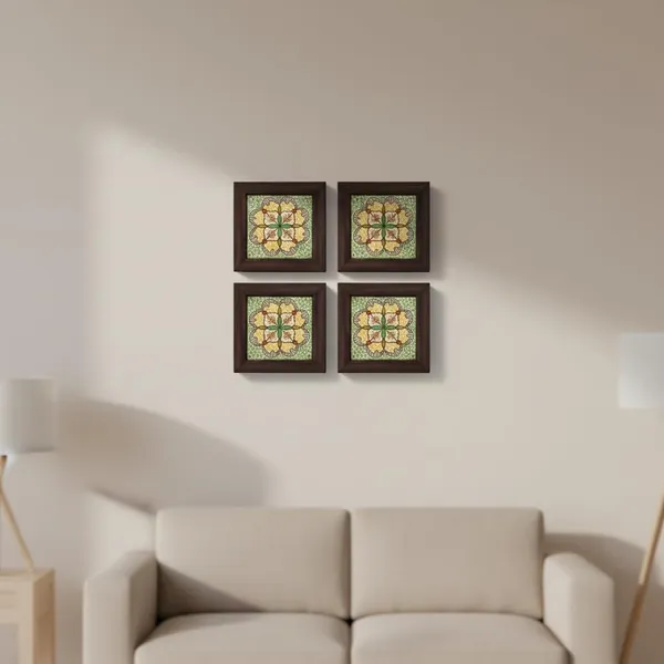 Lasaki_Moroccan_5.5x5.5_inch_(set_of_4)_with_wooden_frame_Handmade_Ceramic_tiles_for_Kitchen,_Bathroom_&_Wall_D�cor