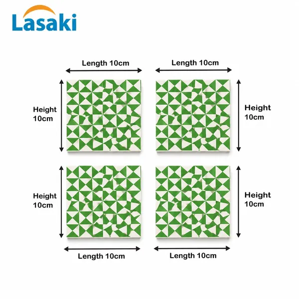 Lasaki_Trivon_green_tile_4x4_inch_(set_of_4)_Handmade_Ceramic_tiles_for_Kitchen,_Bathroom_&_Wall_D�cor