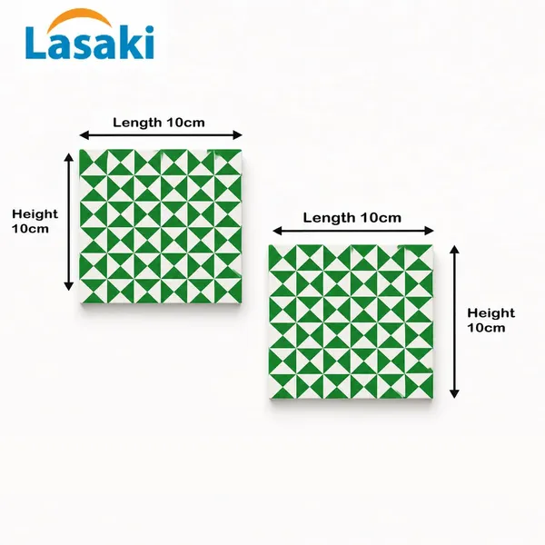 Lasaki_Trivon_green_tile_4x4_inch_(set_of_2)_Handmade_Ceramic_tiles_for_Kitchen,_Bathroom_&_Wall_D�cor