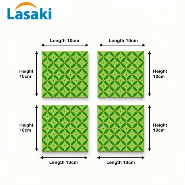 Lasaki_Leafloop_dark_green_tile_4x4_inch_(set_of_4)_Handmade_Ceramic_tiles_for_Kitchen,_Bathroom_&_Wall_D�cor