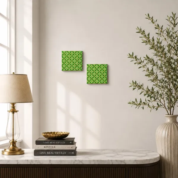 Lasaki_Leafloop_dark_green_tile_4x4_inch_(set_of_2)_Handmade_Ceramic_tiles_for_Kitchen,_Bathroom_&_Wall_D�cor