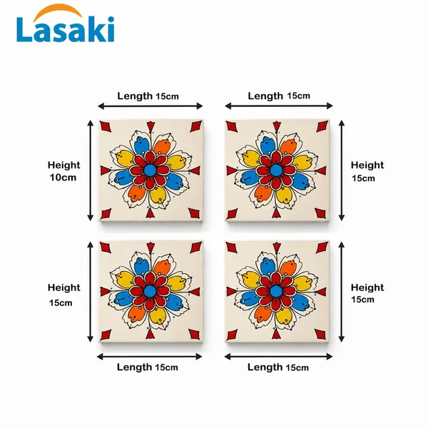 Lasaki_Ananta_multi_tile_6x6_inch_(Set_of_4)_Handmade_Ceramic_tiles_for_Kitchen,_Bathroom_&_Wall_D�cor