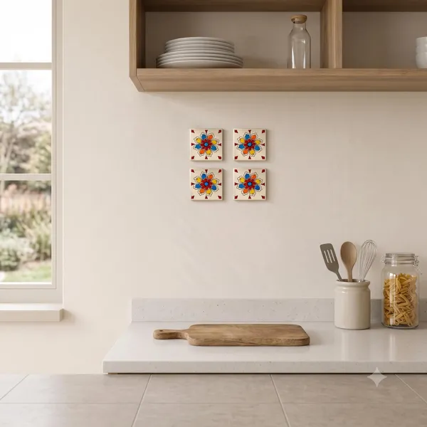 Lasaki_Ananta_multi_tile_6x6_inch_(Set_of_4)_Handmade_Ceramic_tiles_for_Kitchen,_Bathroom_&_Wall_D�cor