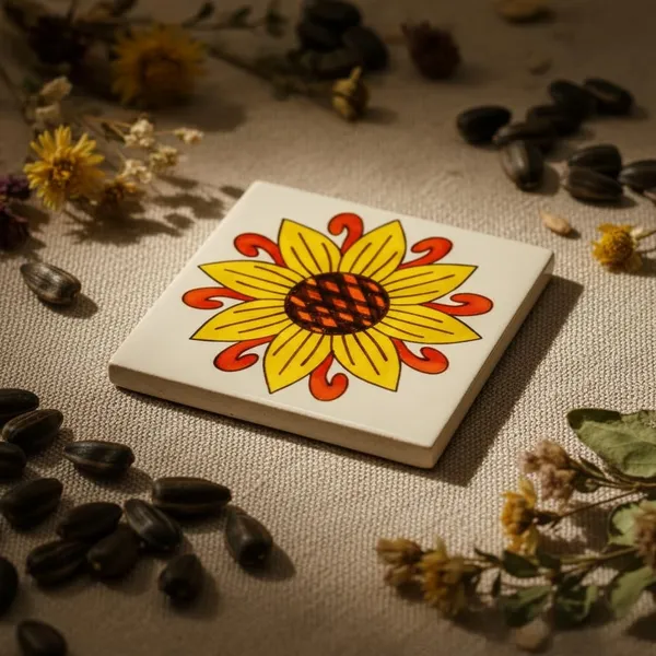 Lasaki_Sunflower_yellow_tile_6x6_inch_(Set_of_2)_Handmade_Ceramic_tiles_for_Kitchen,_Bathroom_&_Wall_D�cor