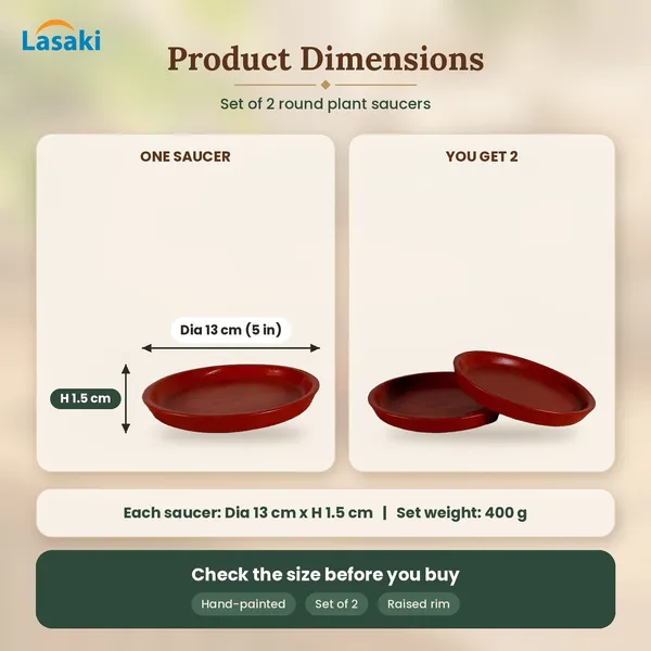 Lasaki_Plate_Tray_(Set_of_Two)_for_Ceramic_Pots_for_Indoor_Plants,Planters,Flower_pots,gamla_(D:_13_cm,_H:_1.5_cm)_R4_(Plants_not_Included)