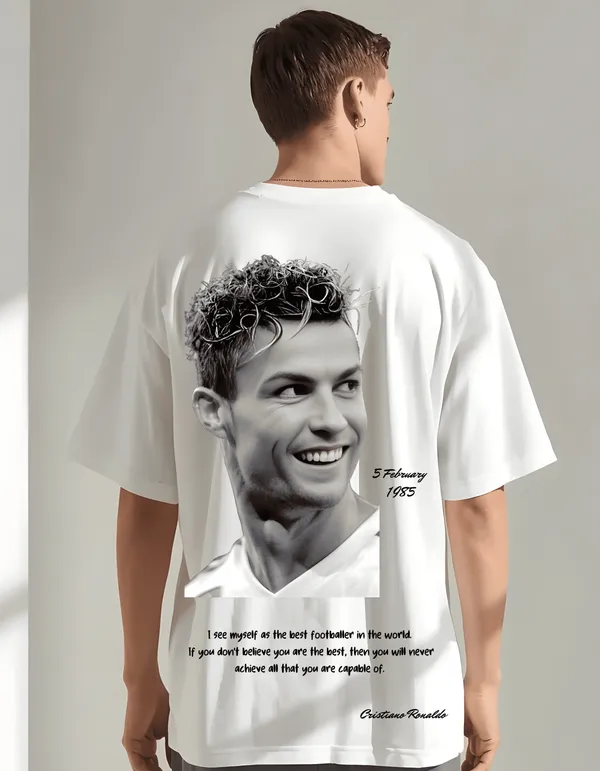White_Proleague_Series_Cotton_Oversize_Fit_T-Shirt_For_Men