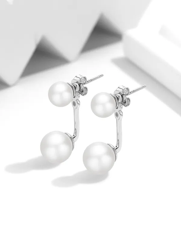 925_Silver_Twin_Pearl_Arc_Earrings_For_Women