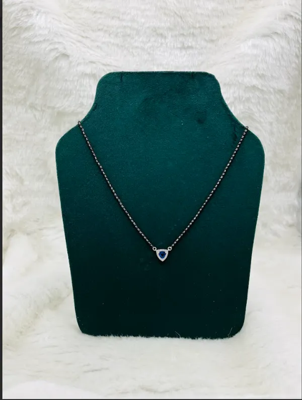 925_Silver_Striking_Blue_Triangular�Stone_Mangalsutra_For_Women