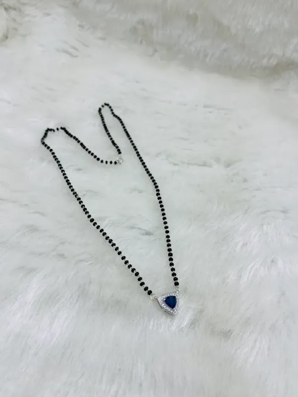 925_Silver_Striking_Blue_Triangular�Stone_Mangalsutra_For_Women