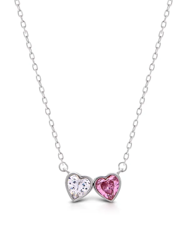 925_Silver_Twin_Hearts_Bond_Chain_Pendant_For_Women