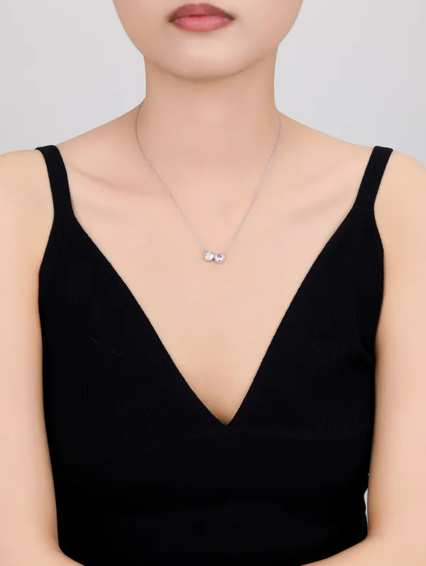 925_Silver_Twin_Hearts_Bond_Chain_Pendant_For_Women