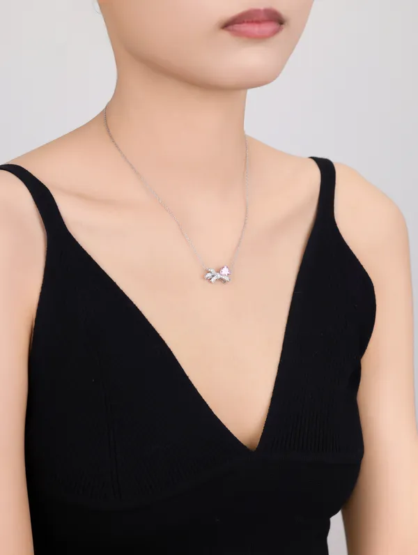 925_Silver_Pink_Whisper_Bow_Chain_For_Women