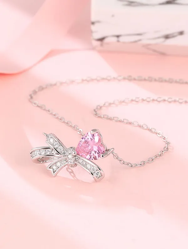 925_Silver_Pink_Whisper_Bow_Chain_For_Women