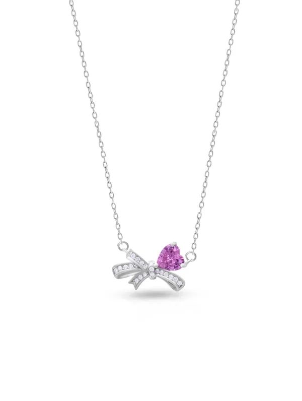 925_Silver_Pink_Whisper_Bow_Chain_For_Women